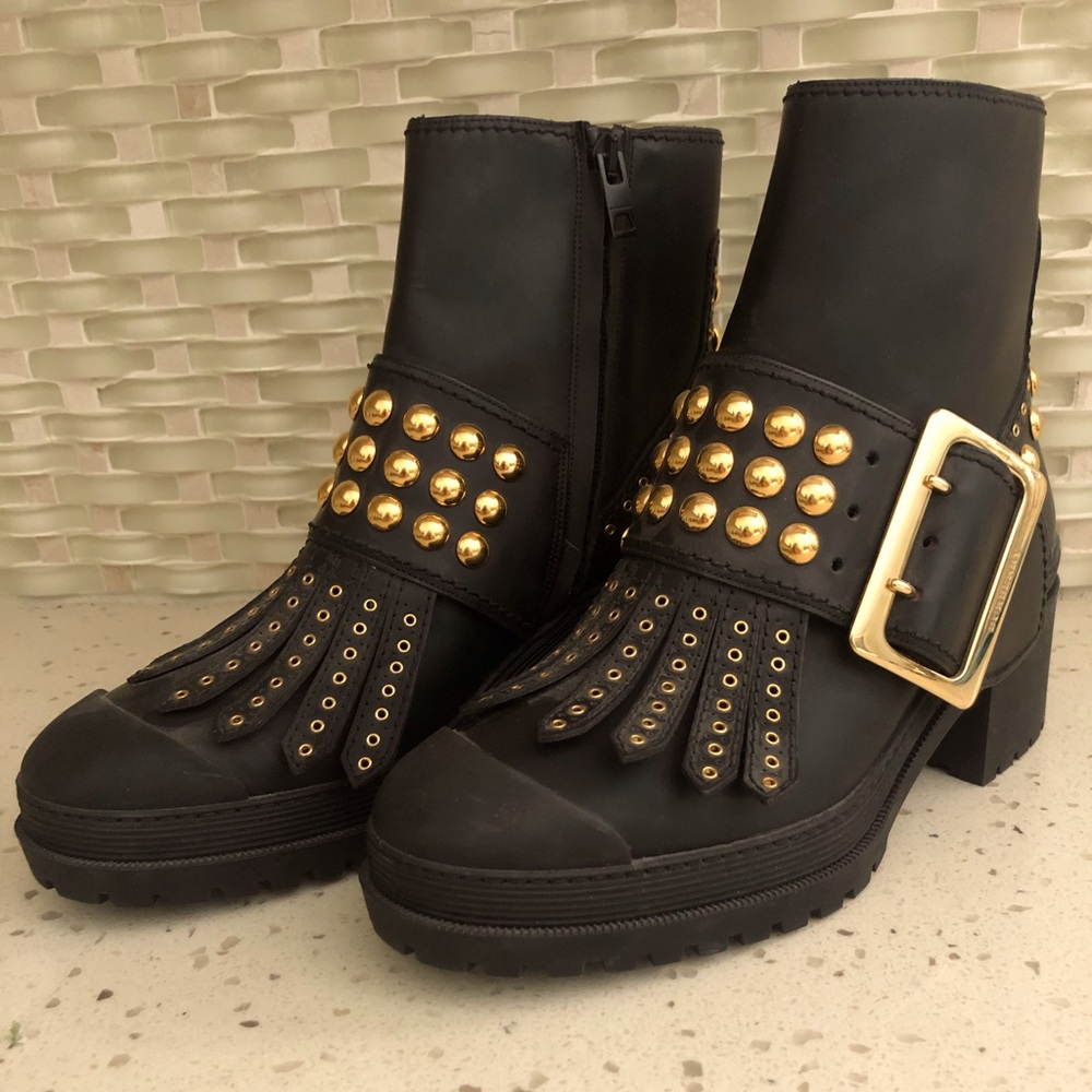 Burberry London Whitchester Gold Studded Boots